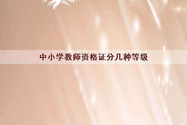中小学教师资格证分几种等级