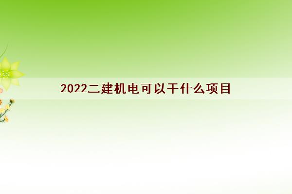 2022二建机电可以干什么项目