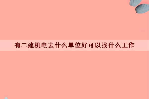 有二建机电去什么单位好可以找什么工作 有二建机电去什么单位好可以找什么工作