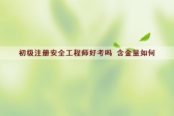 初级注册安全工程师好考吗 含金量如何