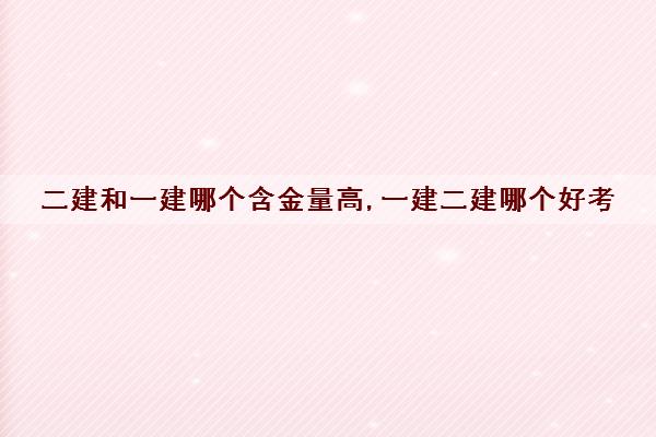 二建和一建哪个含金量高,一建二建哪个好考