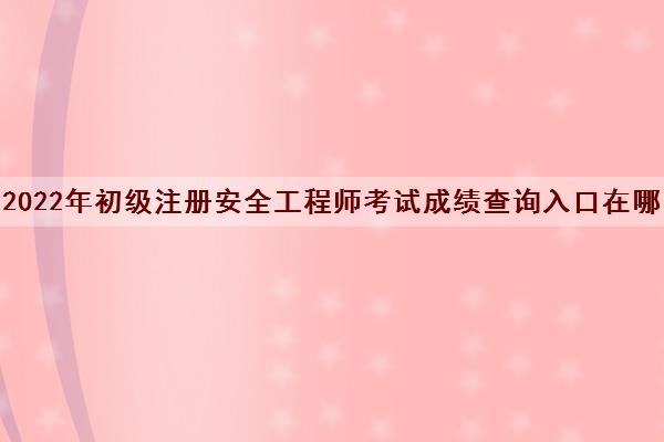 2022年初级注册安全工程师考试成绩查询入口在哪