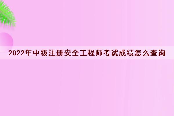 2022年中级注册安全工程师考试成绩怎么查询