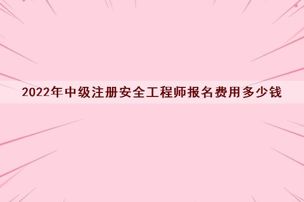 2022年中级注册安全工程师报名费用多少钱