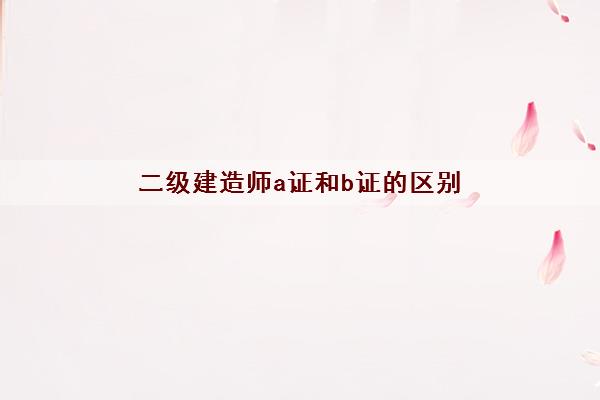 二级建造师a证和b证的区别