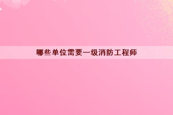 哪些单位需要一级消防工程师