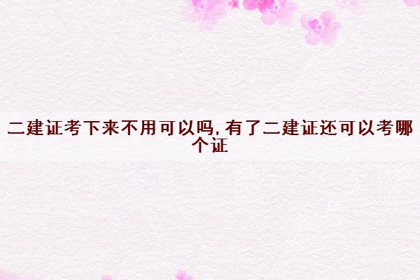 二建证考下来不用可以吗,有了二建证还可以考哪个证 二建证考下来不用可以吗,有了二建证还可以考哪个证