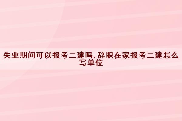 失业期间可以报考二建吗,辞职在家报考二建怎么写单位 失业期间可以报考二建吗,辞职在家报考二建怎么写单位