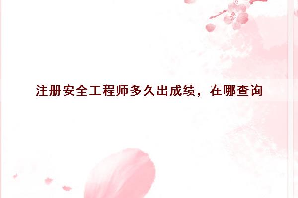 注册安全工程师多久出成绩，在哪查询