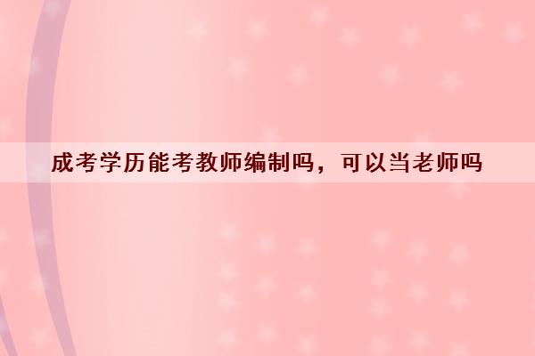 成考学历能考教师编制吗，可以当老师吗