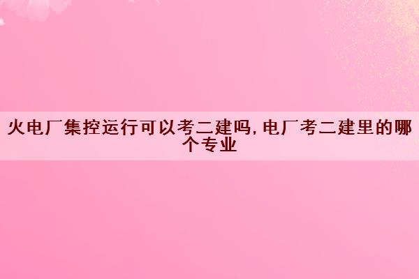 火电厂集控运行可以考二建吗,电厂考二建里的哪个专业
