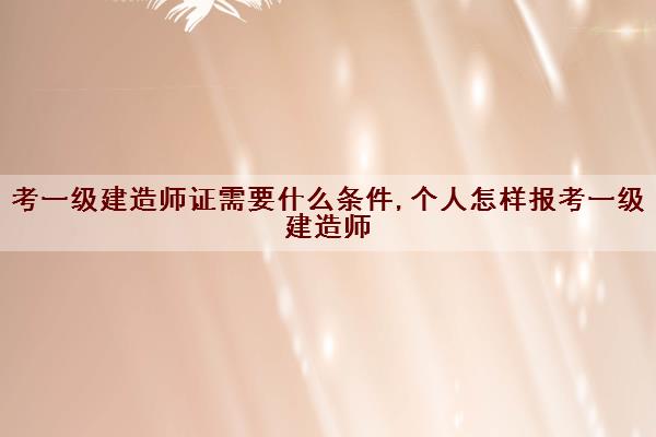 考一级建造师证需要什么条件,个人怎样报考一级建造师