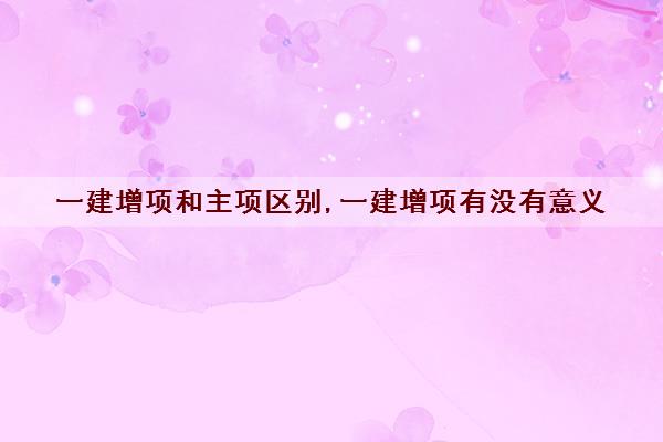 一建增项和主项区别,一建增项有没有意义