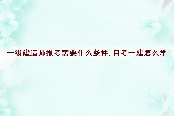 一级建造师报考需要什么条件,自考一建怎么学