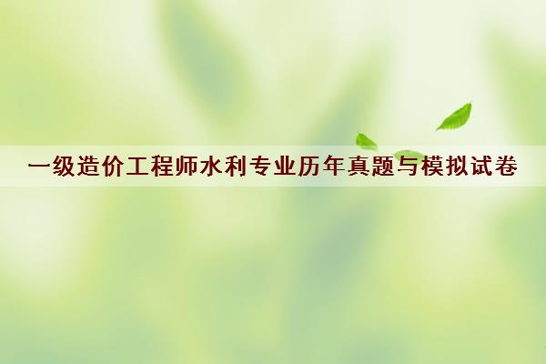 一级造价工程师水利专业历年真题与模拟试卷