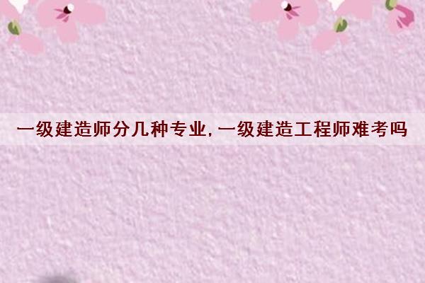 一级建造师分几种专业,一级建造工程师难考吗