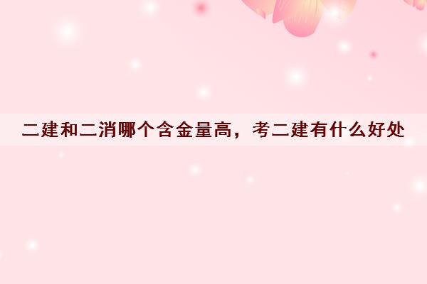 二建和二消哪个含金量高，考二建有什么好处