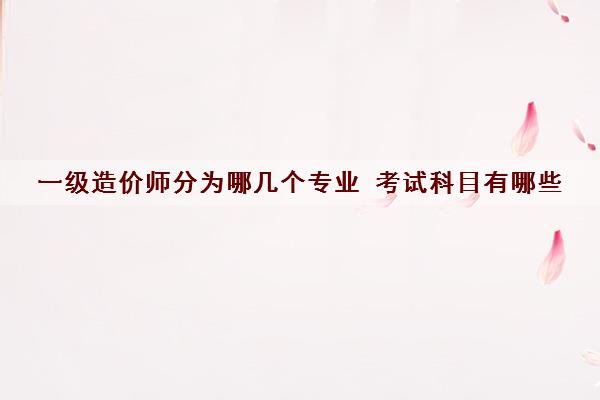 一级造价师分为哪几个专业 考试科目有哪些