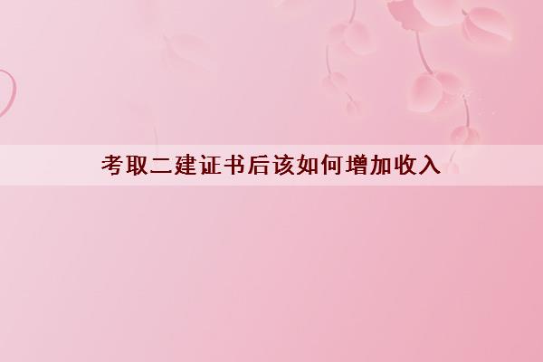 考取二建证书后该如何增加收入 考取二建证书后该如何增加收入