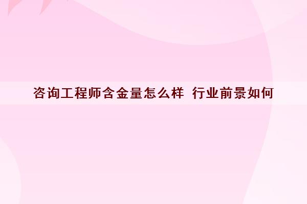 咨询工程师含金量怎么样 行业前景如何