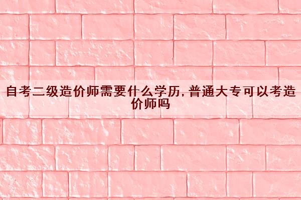 自考二级造价师需要什么学历,普通大专可以考造价师吗 自考二级造价师需要什么学历,普通大专可以考造价师吗