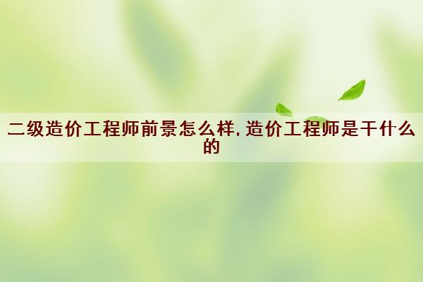 二级造价工程师前景怎么样,造价工程师是干什么的