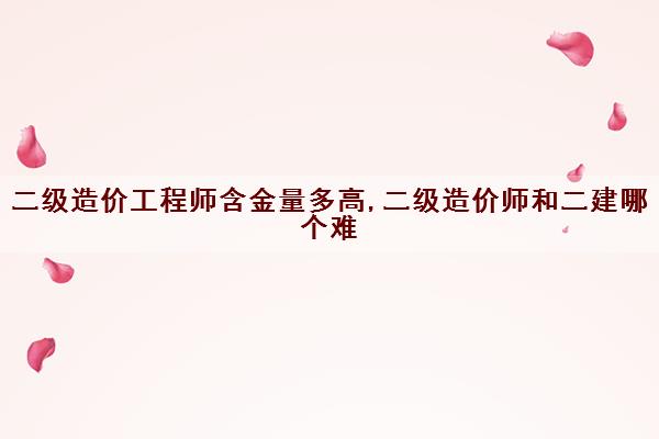 二级造价工程师含金量多高,二级造价师和二建哪个难 二级造价工程师含金量多高,二级造价师和二建哪个难