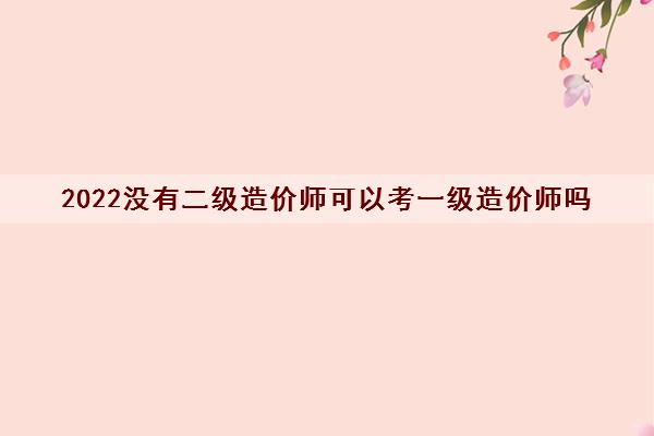 2022没有二级造价师可以考一级造价师吗