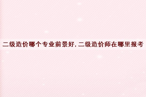 二级造价哪个专业前景好,二级造价师在哪里报考 二级造价哪个专业前景好,二级造价师在哪里报考