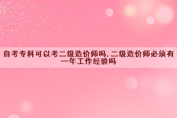 自考专科可以考二级造价师吗,二级造价师必须有一年工作经验吗