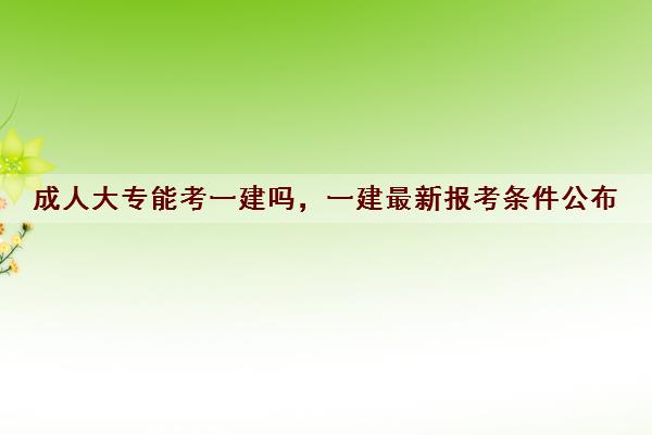 成人大专能考一建吗,一建最新报考条件公布 成人大专能考一建吗,一建最新报考条件公布
