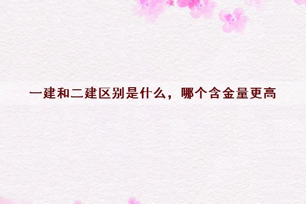 一建和二建区别是什么，哪个含金量更高