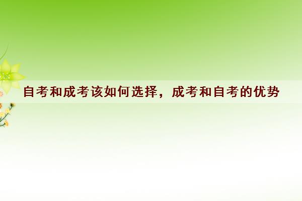 自考和成考该如何选择,成考和自考的优势 自考和成考该如何选择,成考和自考的优势
