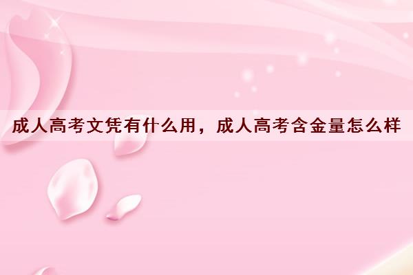 成人高考文凭有什么用,成人高考含金量怎么样 成人高考文凭有什么用,成人高考含金量怎么样