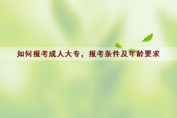 如何报考成人大专,报考条件及年龄要求 如何报考成人大专,报考条件及年龄要求