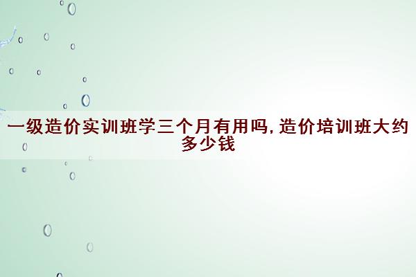 一级造价实训班学三个月有用吗,造价培训班大约多少钱