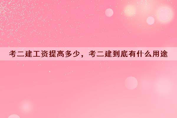 考二建工资提高多少,考二建到底有什么用途 考二建工资提高多少,考二建到底有什么用途