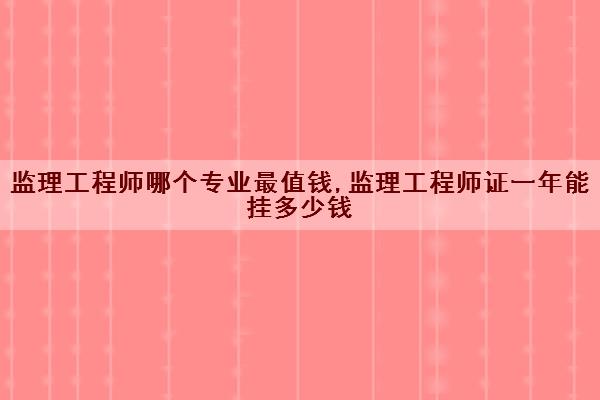 监理工程师哪个专业最值钱,监理工程师证一年能挂多少钱