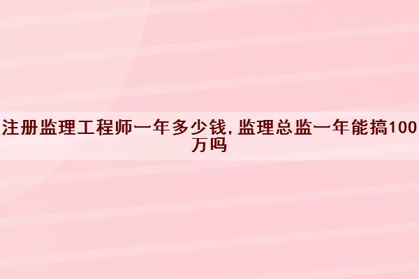 注册监理工程师一年多少钱,监理总监一年能搞100万吗