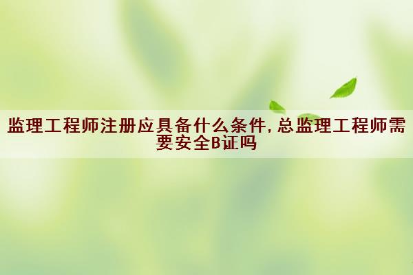 监理工程师注册应具备什么条件,总监理工程师需要安全B证吗