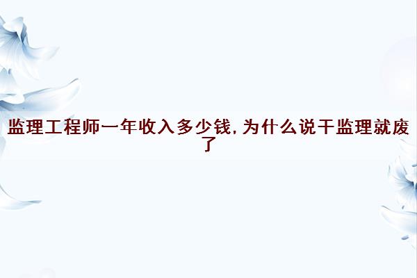 监理工程师一年收入多少钱,为什么说干监理就废了