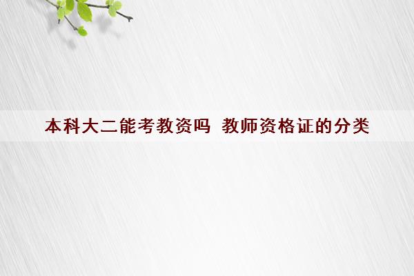 本科大二能考教资吗 教师资格证的分类