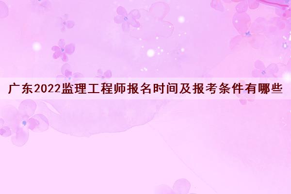 广东2022监理工程师报名时间及报考条件有哪些