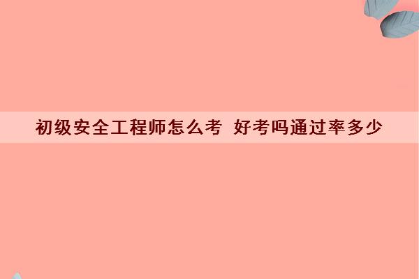 初级安全工程师怎么考 好考吗***多少 初级安全工程师怎么考 好考吗***多少