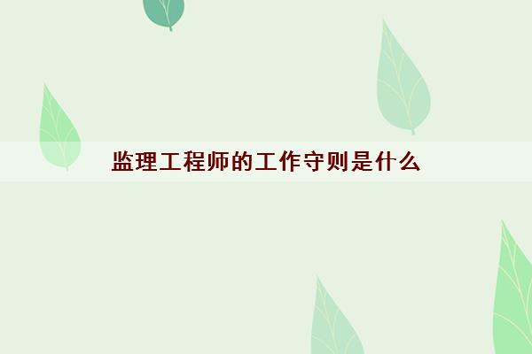 监理工程师的工作守则是什么 监理工程师的工作守则是什么