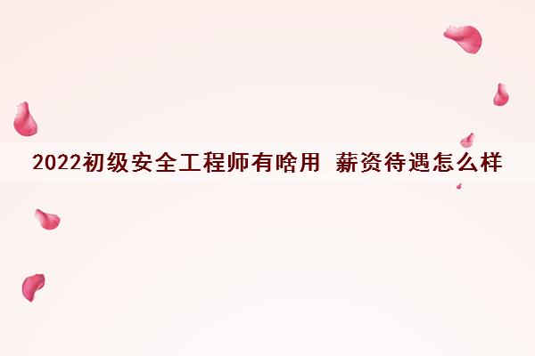 2022初级安全工程师有啥用 薪资待遇怎么样