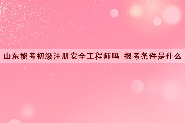 山东能考初级注册安全工程师吗 报考条件是什么