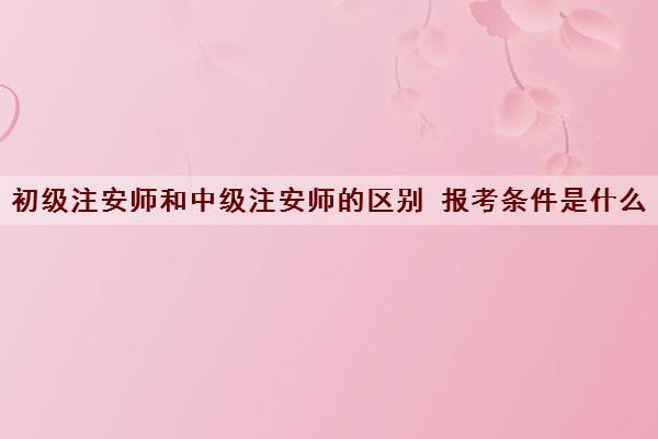 初级注安师和中级注安师的区别 报考条件是什么