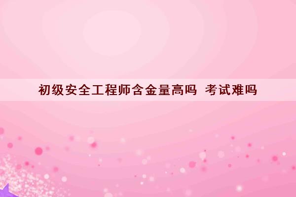 初级安全工程师含金量高吗 考试难吗 初级安全工程师含金量高吗 考试难吗