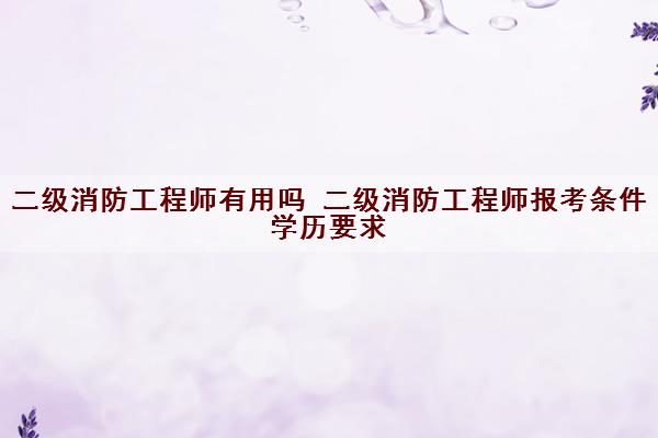 二级消防工程师有用吗 二级消防工程师报考条件学历要求 二级消防工程师有用吗 二级消防工程师报考条件学历要求